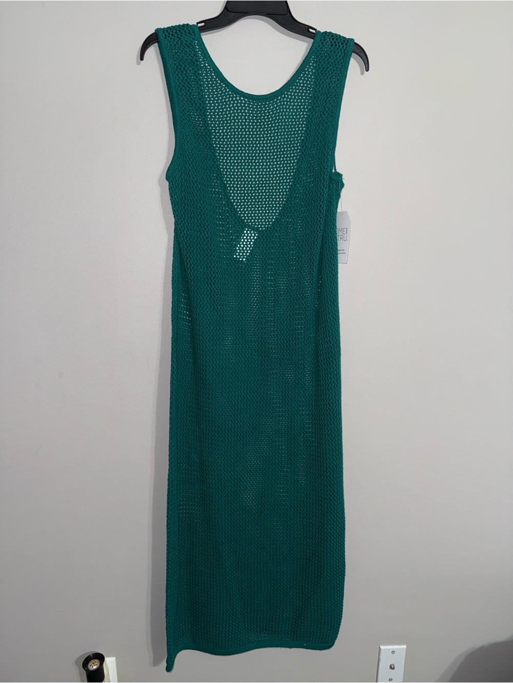 Time and Tru Women’s Emerald Green Crochet Swim Cover-Up Dress XL - Picture 6 of 6